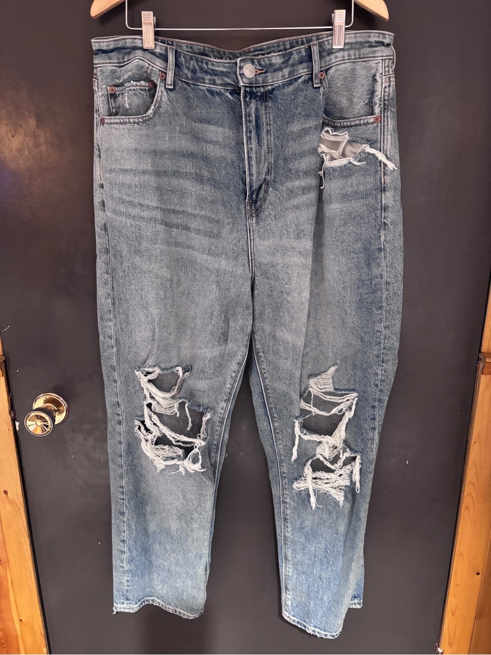American Eagle Outfitters Distressed Light Blue Boyfriend Jeans